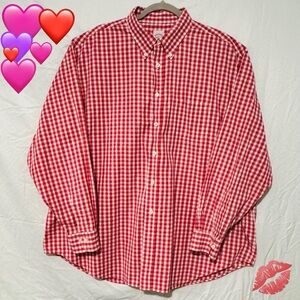 ❤️💕Brooks Brothers 346 Men's XXL Red&White Gingham Button-Down Relax Fit Shirt💋